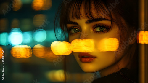 Close-up of a woman's face ...