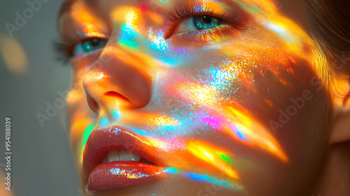 Close-up of a woman's face ...