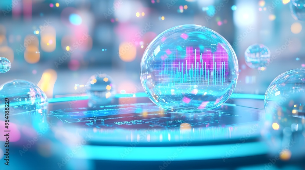 Fototapeta premium Futuristic Abstract Bubble with Data Visualization