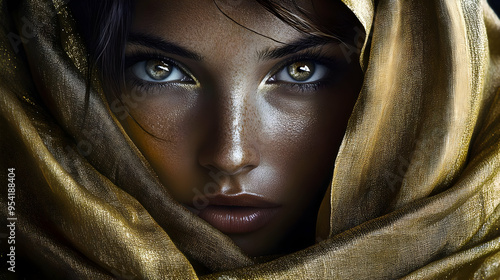 Closeup of a woman's face w...
