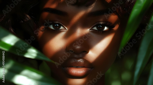 Close-up of a woman's face ...