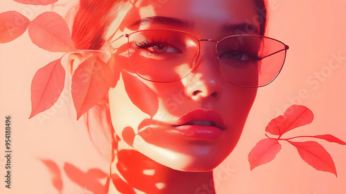 Closeup of a woman's face w...