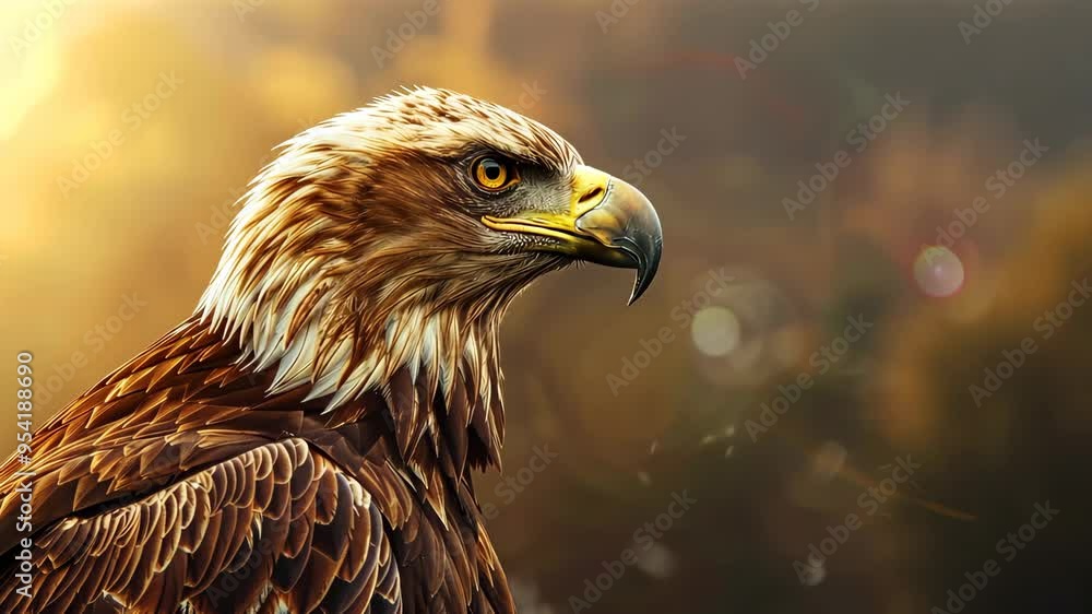 Eagle with sharp gaze against sunset, wildlife portrait. Freedom and power concept Eagle with sharp gaze against sunset, wildlife portrait. Freedom and power concept