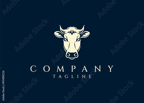 Vector illustration of Cow Head Logo Design