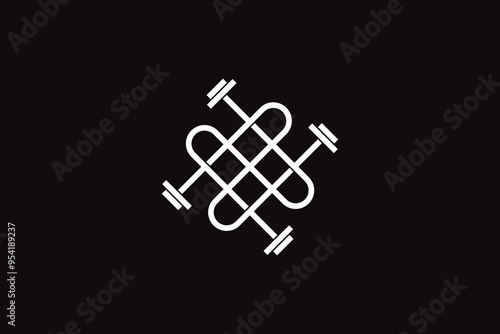 BARBEL GYM AMBIGRAM LOGOTYPE LOGO TEMPLATES VECTOR