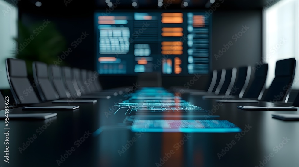 Futuristic Conference Room with Interactive Table Futuristic Conference Room with Interactive Table