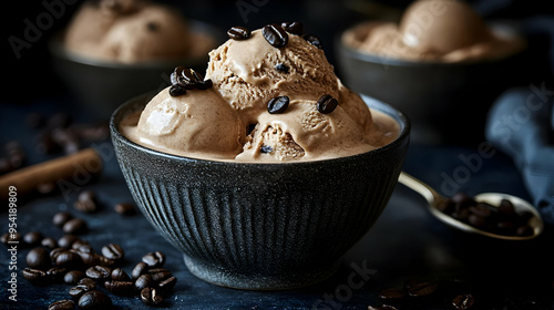 Close-up of coffee ice crea...