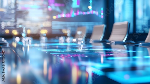 Futuristic Conference Table with Interactive Display