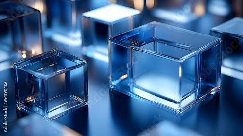 Close-up of glass cubes on ...