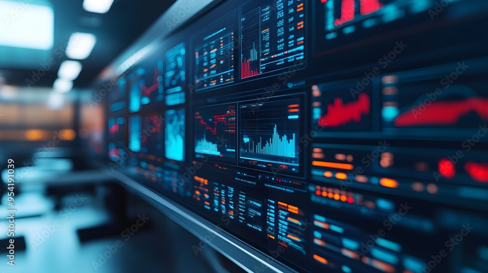Futuristic Data Visualization Screen with Charts & Graphs Futuristic Data Visualization Screen with Charts & Graphs