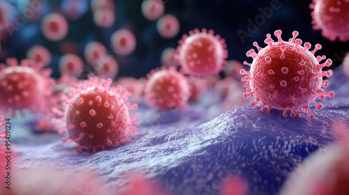 Wallpaper Mural Eosinophils interacting with mast cells in an allergic reaction, highlighting their collaborative role in inflammation Torontodigital.ca