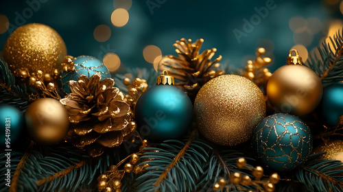 Closeup of teal and gold Ch...