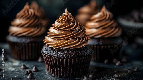 Close-up of three chocolate...
