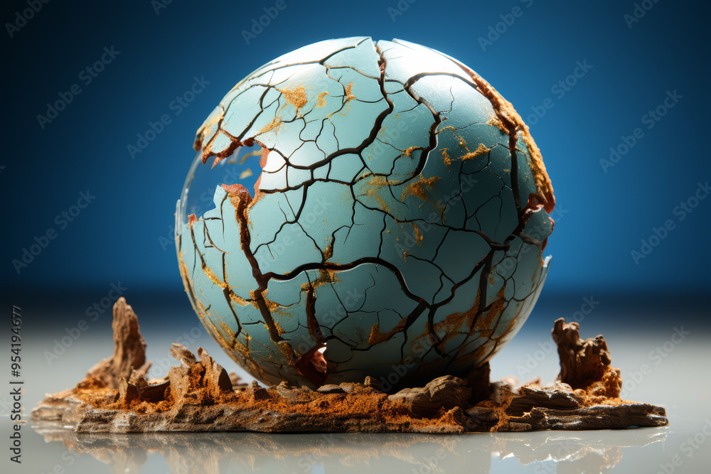 A cracked Earth with water spilling out. Concept of water conservation. Generative Ai. A cracked Earth with water spilling out. Concept of water conservation. Generative Ai.