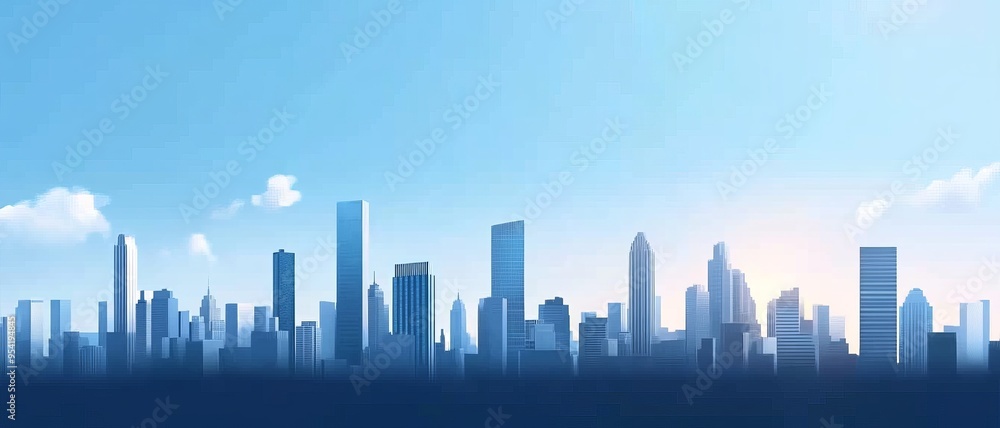 A stunning skyline silhouette under a clear blue sky, showcasing modern architecture and vibrant city life at dawn. A stunning skyline silhouette under a clear blue sky, showcasing modern architecture and vibrant city life at dawn.