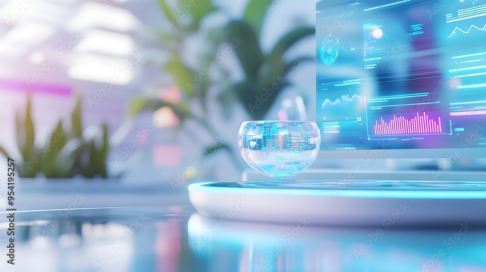 Futuristic Technology Globe Hologram Display Futuristic Technology Globe Hologram Display