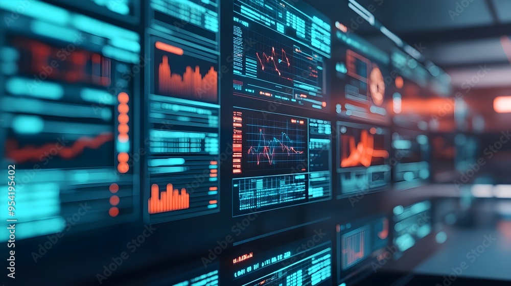 Futuristic Technology Interface with Data Graphs Futuristic Technology Interface with Data Graphs