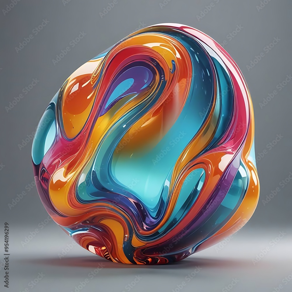 Colorful Abstract Glass shape, 3D Render with Gradient Effects. Colorful Abstract Glass shape, 3D Render with Gradient Effects.