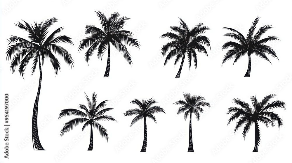 Vector illustration of coconut tree with leaf closeup view Vector illustration of coconut tree with leaf closeup view