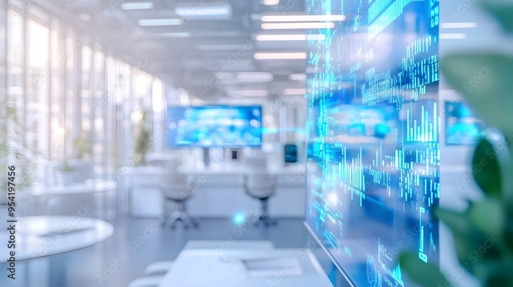 Modern Office Data Analytics, Blue Screen Graphs Modern Office Data Analytics, Blue Screen Graphs