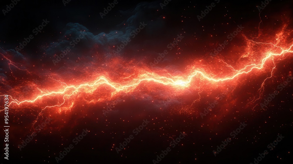 dramatic red neon lightning bolt electric energy tendrils pitchblack background intense glow dynamic zigzag shape powerful visual impact electrifying atmosphere dramatic red neon lightning bolt electric energy tendrils pitchblack background intense glow dynamic zigzag shape powerful visual impact electrifying atmosphere