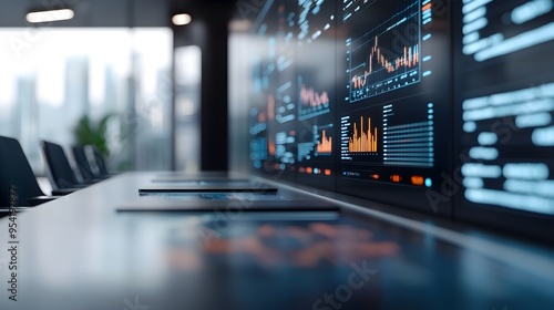 Wallpaper Mural Modern Office Interior with Data Visualization Screens Torontodigital.ca