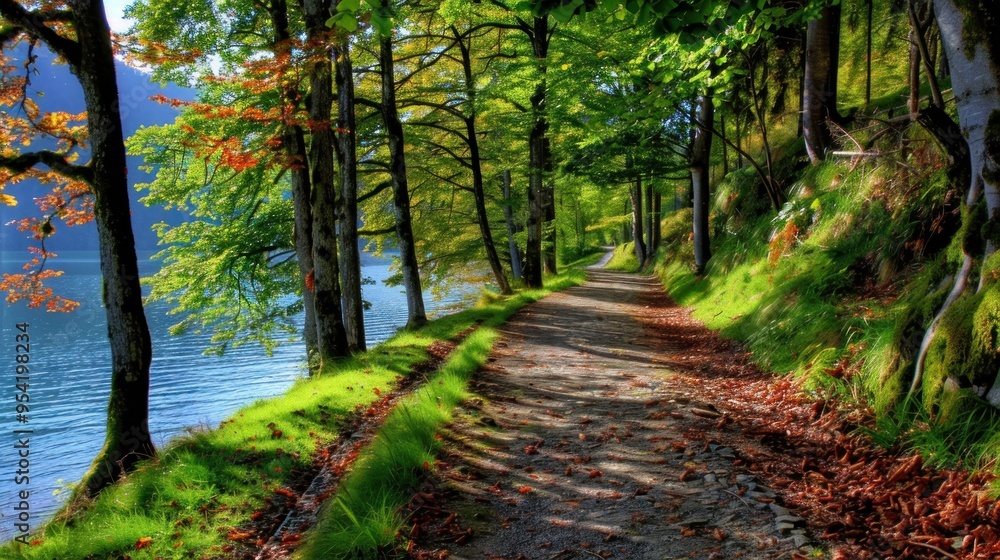 Fototapeta premium Peaceful Pathway Through Lush Forest