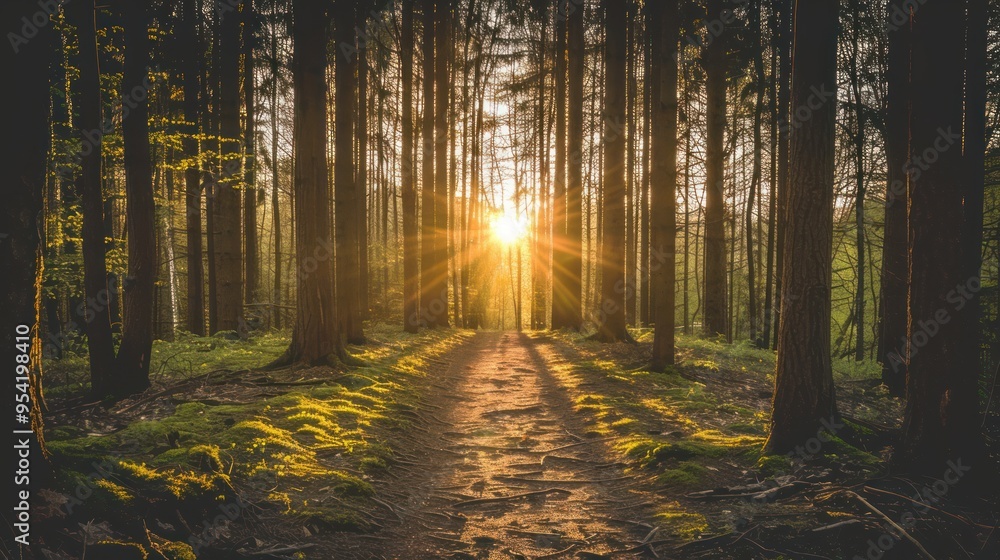 Fototapeta premium Sunbeams in the Forest