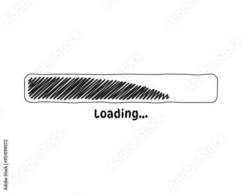 Loading bar status icon. Vector illustration. Vector loaded icons. Download progress. Donload or Upload. Hand-drawn sketch-scribble.