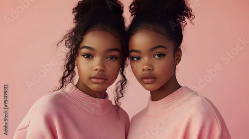 Close-up portrait of twin g...