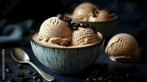 Coffee ice cream scoops top...