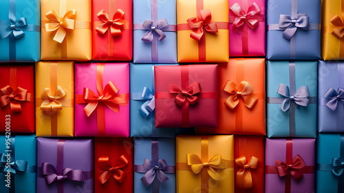 Colorful gift boxes with ri...