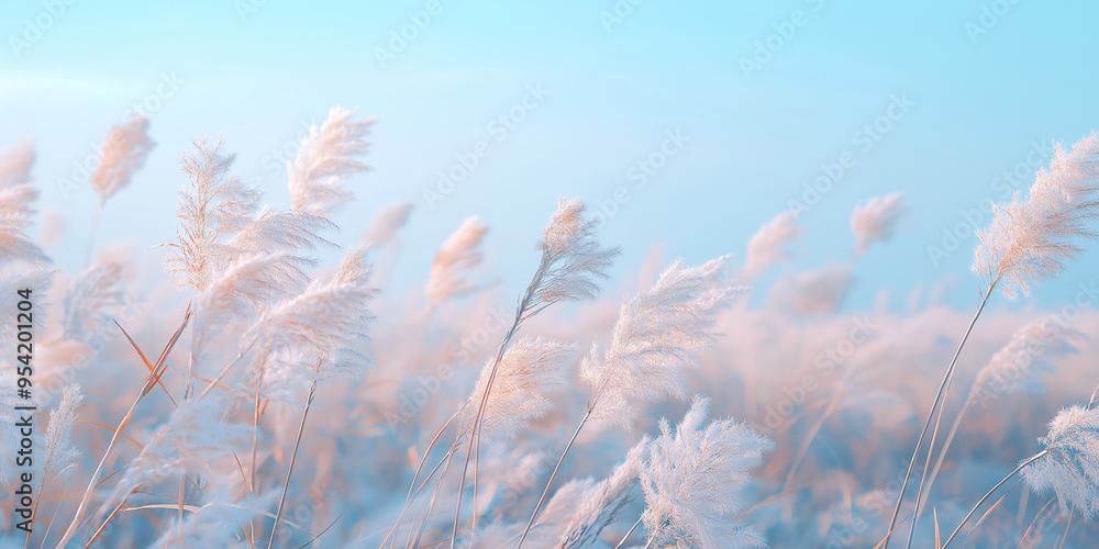 Pampas grass sways gently in the wind under a clear blue sky, creating a serene and picturesque natural scene. Pampas grass sways gently in the wind under a clear blue sky, creating a serene and picturesque natural scene.