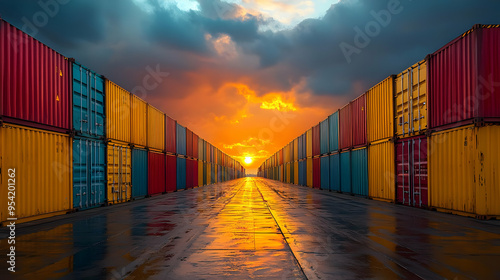 Colorful shipping container...