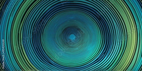 abstract vector concentric circles with blue to green gradient background