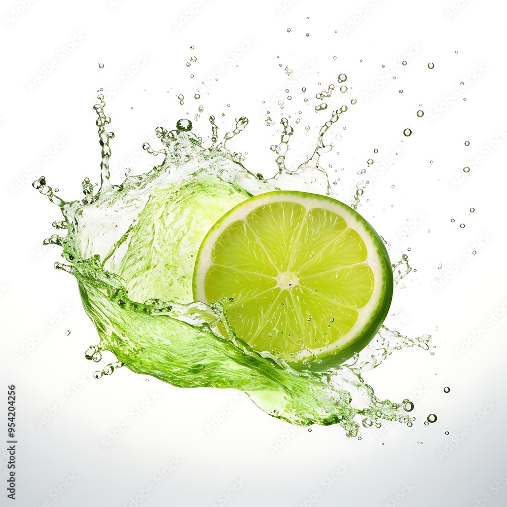 Fresh Lime and splash of water on white background Fresh Lime and splash of water on white background