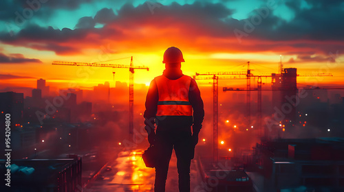 Construction worker silhoue...