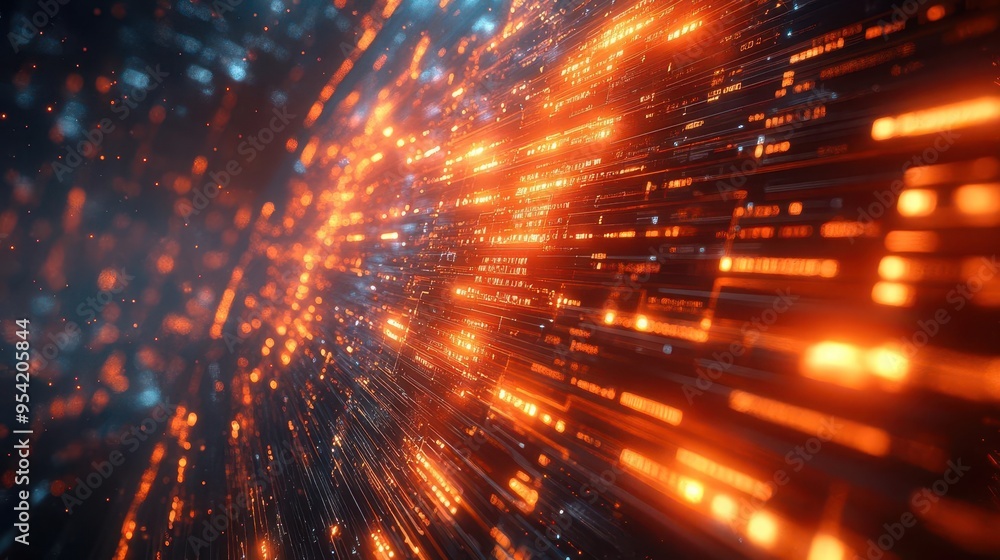 holographic file folder interface floating above a vibrant orange background with futuristic data streams and glowing icons holographic file folder interface floating above a vibrant orange background with futuristic data streams and glowing icons
