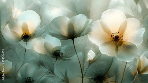 Delicate white flowers with...