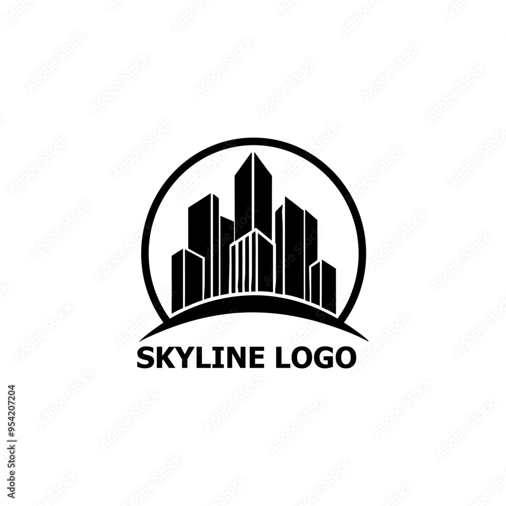 Modern Abstract City Skyline Logo Design with Geometric Elements and Gradient Overlays in Cool Tones Modern Abstract City Skyline Logo Design with Geometric Elements and Gradient Overlays in Cool Tones