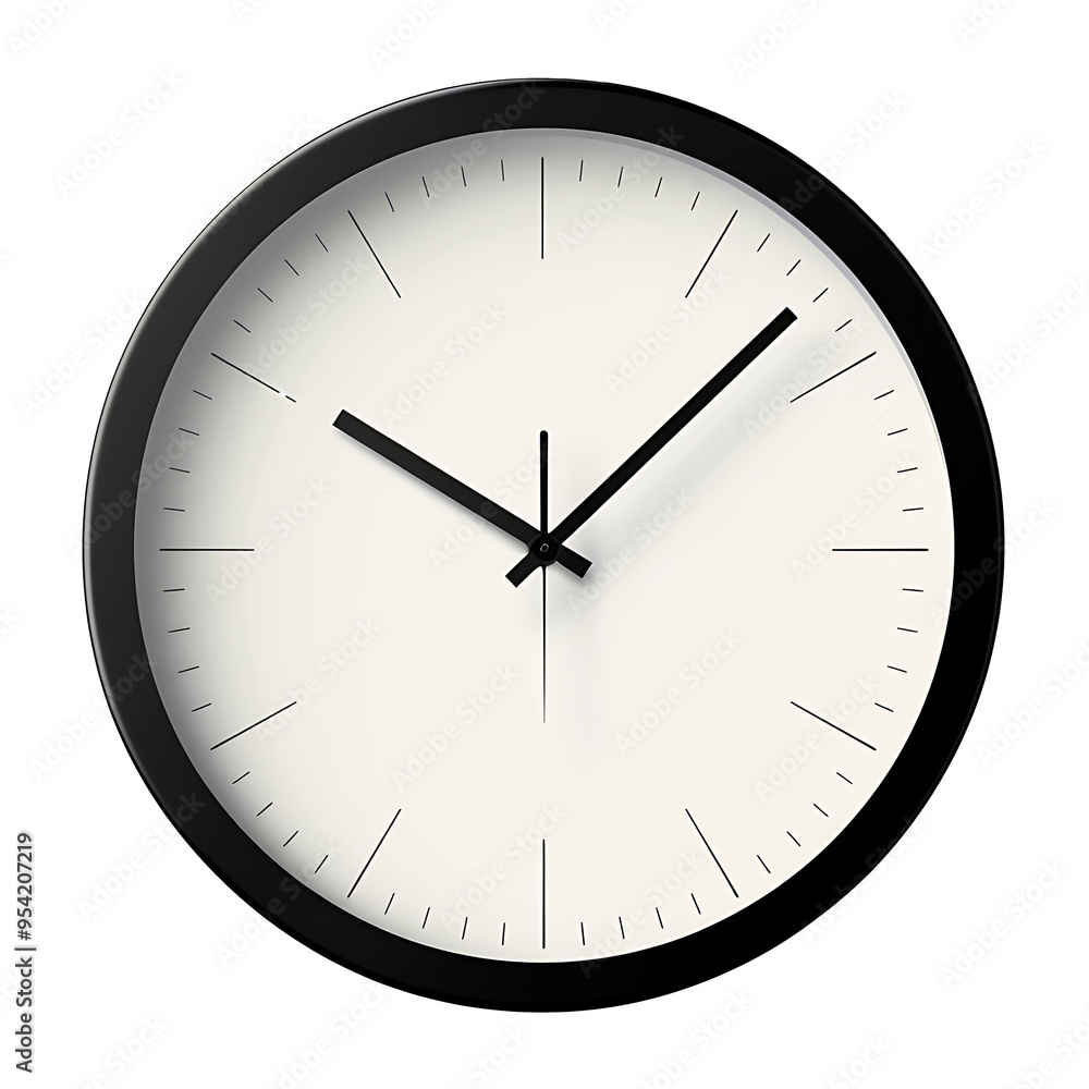 Black and White Wall Clock with Hands Pointing at Twelve O'Clock Black and White Wall Clock with Hands Pointing at Twelve O'Clock