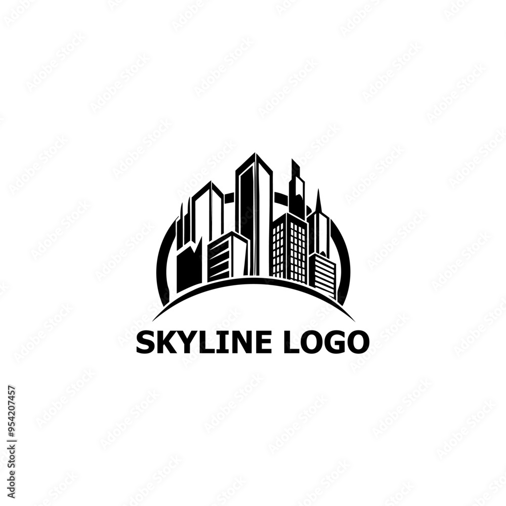 Modern Abstract City Skyline Logo Design with Geometric Elements and Gradient Overlays in Cool Tones Modern Abstract City Skyline Logo Design with Geometric Elements and Gradient Overlays in Cool Tones
