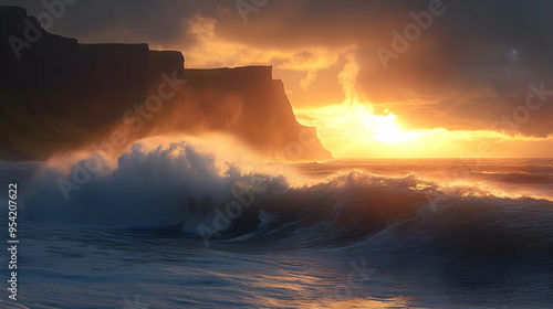 Dramatic sunset over a rock...