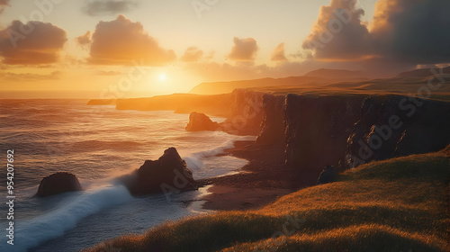 Dramatic sunset over rocky ...