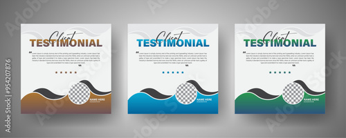 Creative, modern, stylish, abstract customer feedback or customer review social media post design template, client testimonial colorful bundle Set.