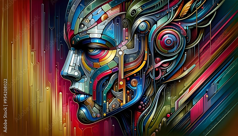 Fototapeta premium Rostros Mecánicos: Arte en Movimiento
