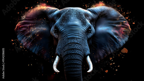 Elephant close-up with colo...