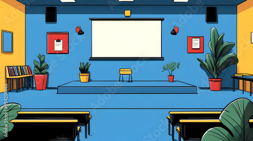 Empty classroom with projec...