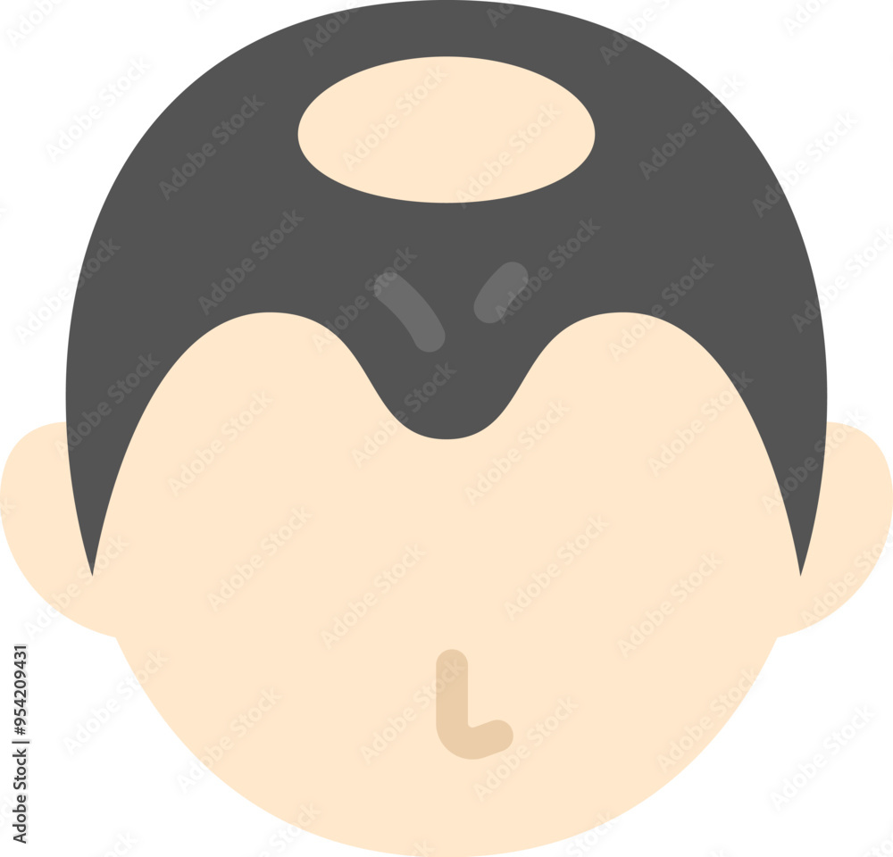 頭頂部の髪の毛が薄くなった、男性のアイコンのイラスト 頭頂部の髪の毛が薄くなった、男性のアイコンのイラスト
