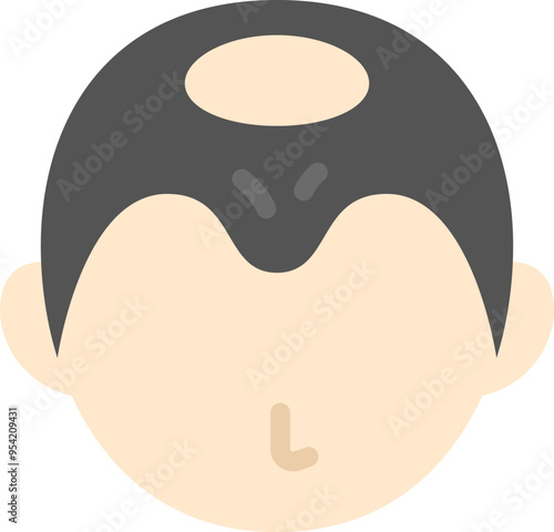 頭頂部の髪の毛が薄くなった、男性のアイコンのイラスト